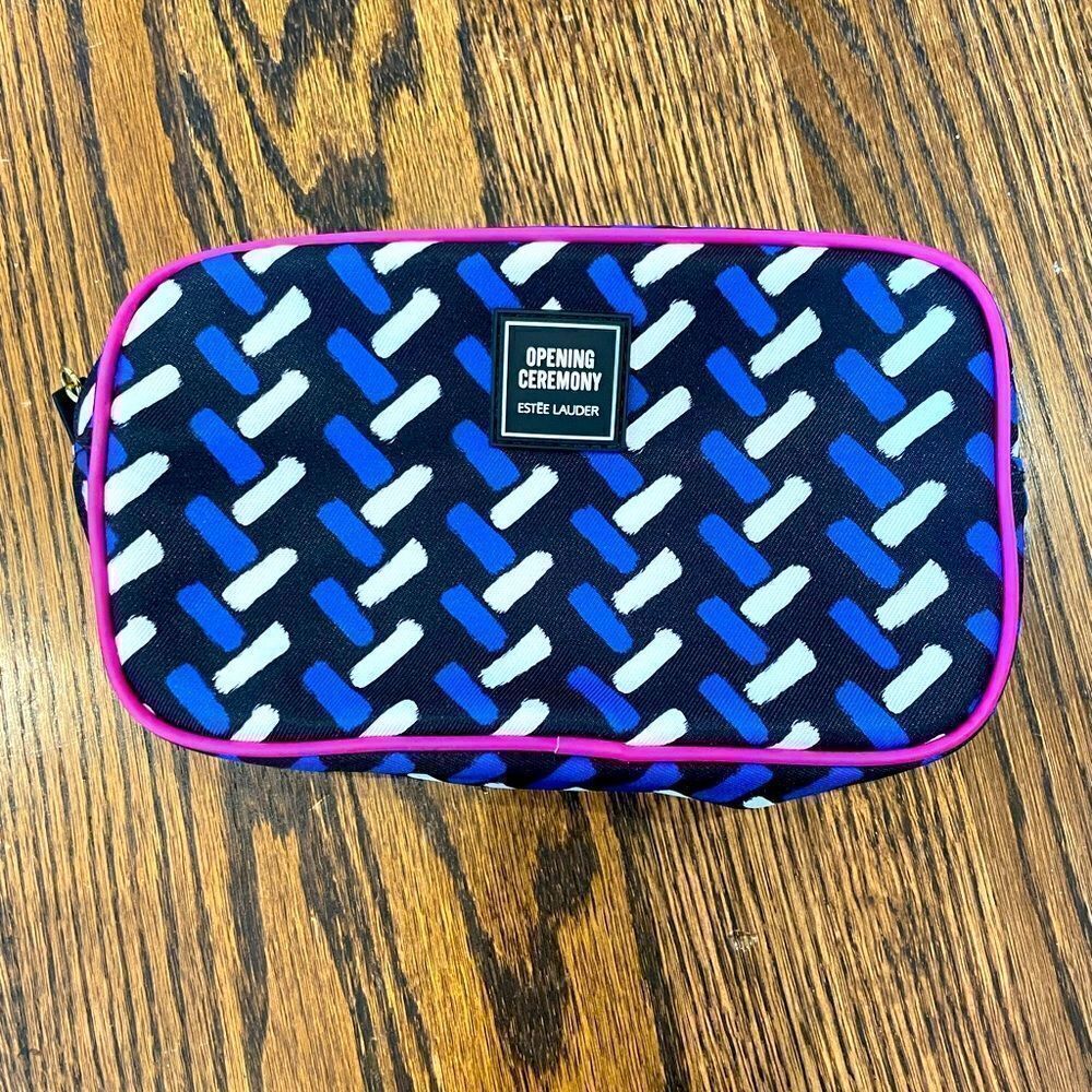 Estée Lauder Opening Ceremony blue makeup bag